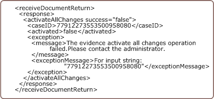 Error response example : ActivateAllChanges